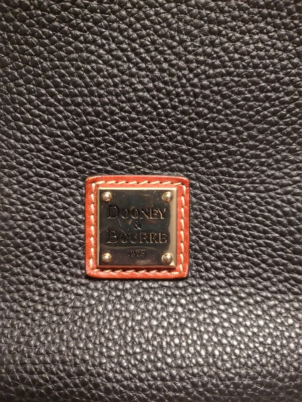 Dooney & Bourke Pebbled Black/Brown  Zip Bag Red Lining Gold HW